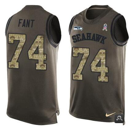 Men's Seattle Seahawks Active Player Custom Green Salute To Service Limited Stitched Tank Top Jersey Men's Seattle Seahawks Active Player Custom Green Salute To Service Limited Stitched Tank Top Jersey